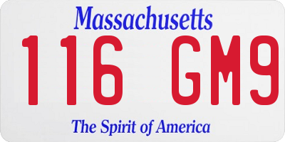 MA license plate 116GM9