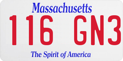 MA license plate 116GN3