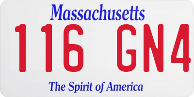 MA license plate 116GN4