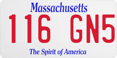MA license plate 116GN5