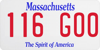 MA license plate 116GO0