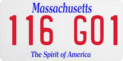 MA license plate 116GO1