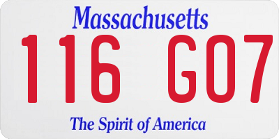 MA license plate 116GO7