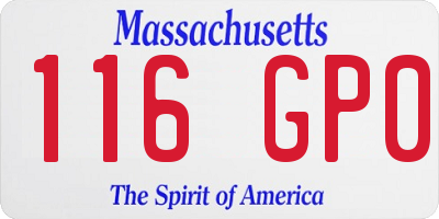 MA license plate 116GP0