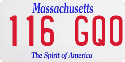 MA license plate 116GQ0