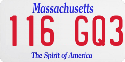 MA license plate 116GQ3