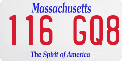 MA license plate 116GQ8