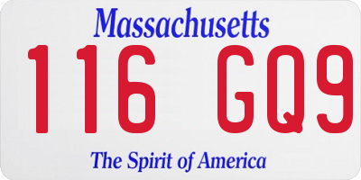 MA license plate 116GQ9
