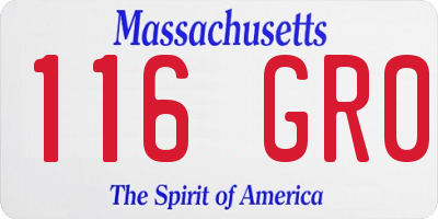 MA license plate 116GR0