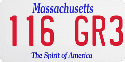MA license plate 116GR3