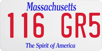 MA license plate 116GR5