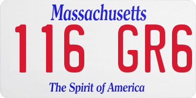 MA license plate 116GR6