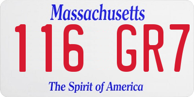 MA license plate 116GR7