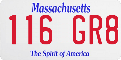 MA license plate 116GR8
