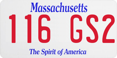 MA license plate 116GS2
