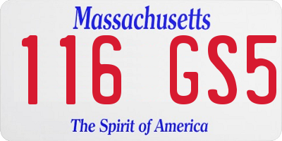 MA license plate 116GS5