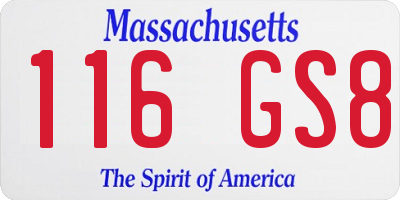 MA license plate 116GS8