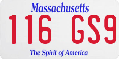 MA license plate 116GS9