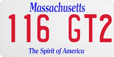 MA license plate 116GT2
