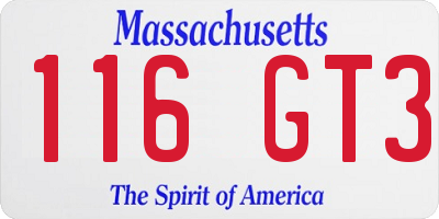 MA license plate 116GT3