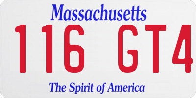 MA license plate 116GT4