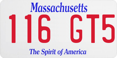 MA license plate 116GT5