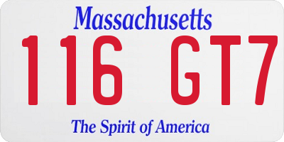 MA license plate 116GT7