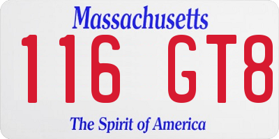 MA license plate 116GT8