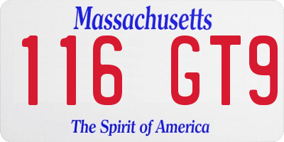 MA license plate 116GT9