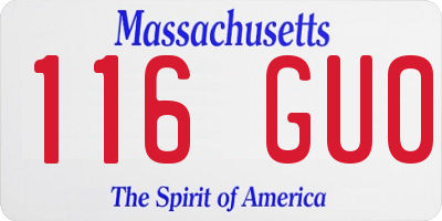 MA license plate 116GU0