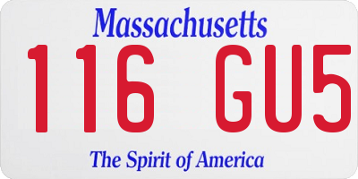 MA license plate 116GU5
