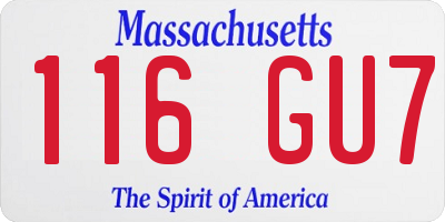 MA license plate 116GU7