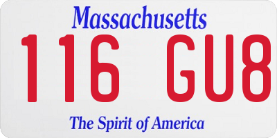 MA license plate 116GU8