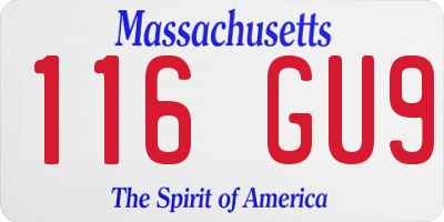 MA license plate 116GU9
