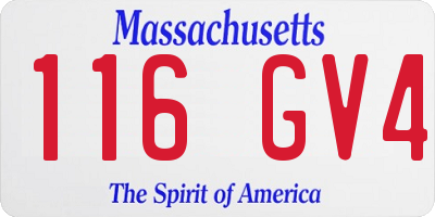 MA license plate 116GV4
