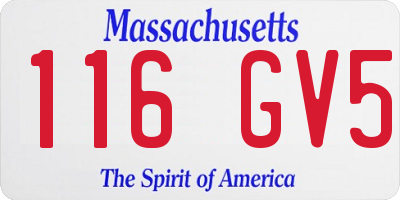MA license plate 116GV5