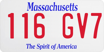 MA license plate 116GV7