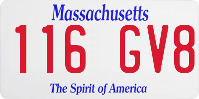 MA license plate 116GV8