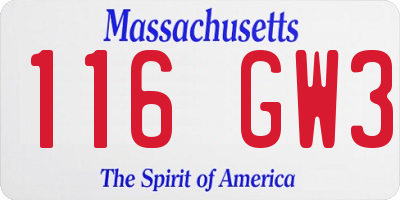 MA license plate 116GW3