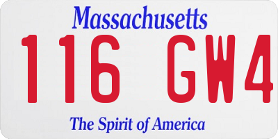 MA license plate 116GW4