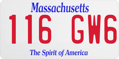 MA license plate 116GW6