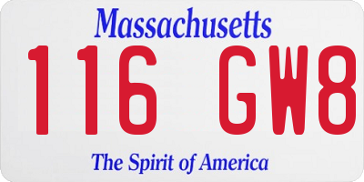 MA license plate 116GW8