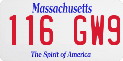 MA license plate 116GW9