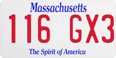 MA license plate 116GX3