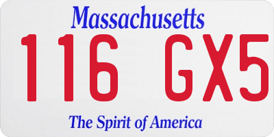 MA license plate 116GX5