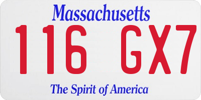 MA license plate 116GX7