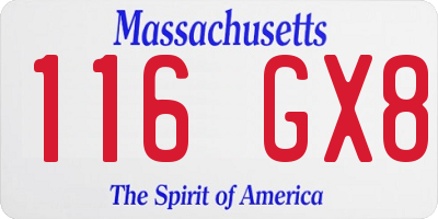 MA license plate 116GX8