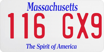 MA license plate 116GX9