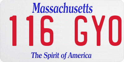 MA license plate 116GY0