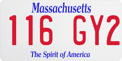 MA license plate 116GY2